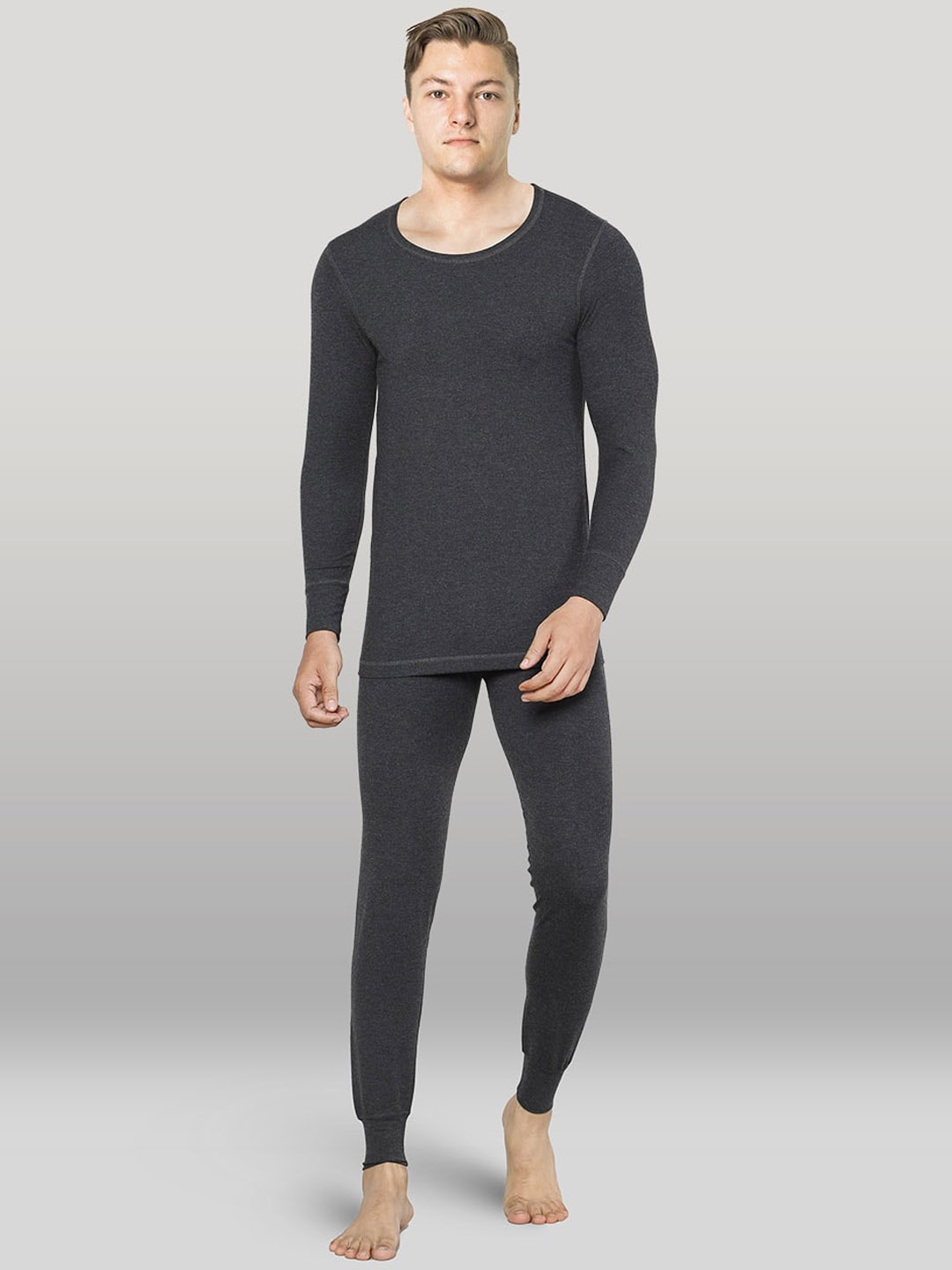 

INFERNO Round Neck Cotton Thermal Set, Charcoal