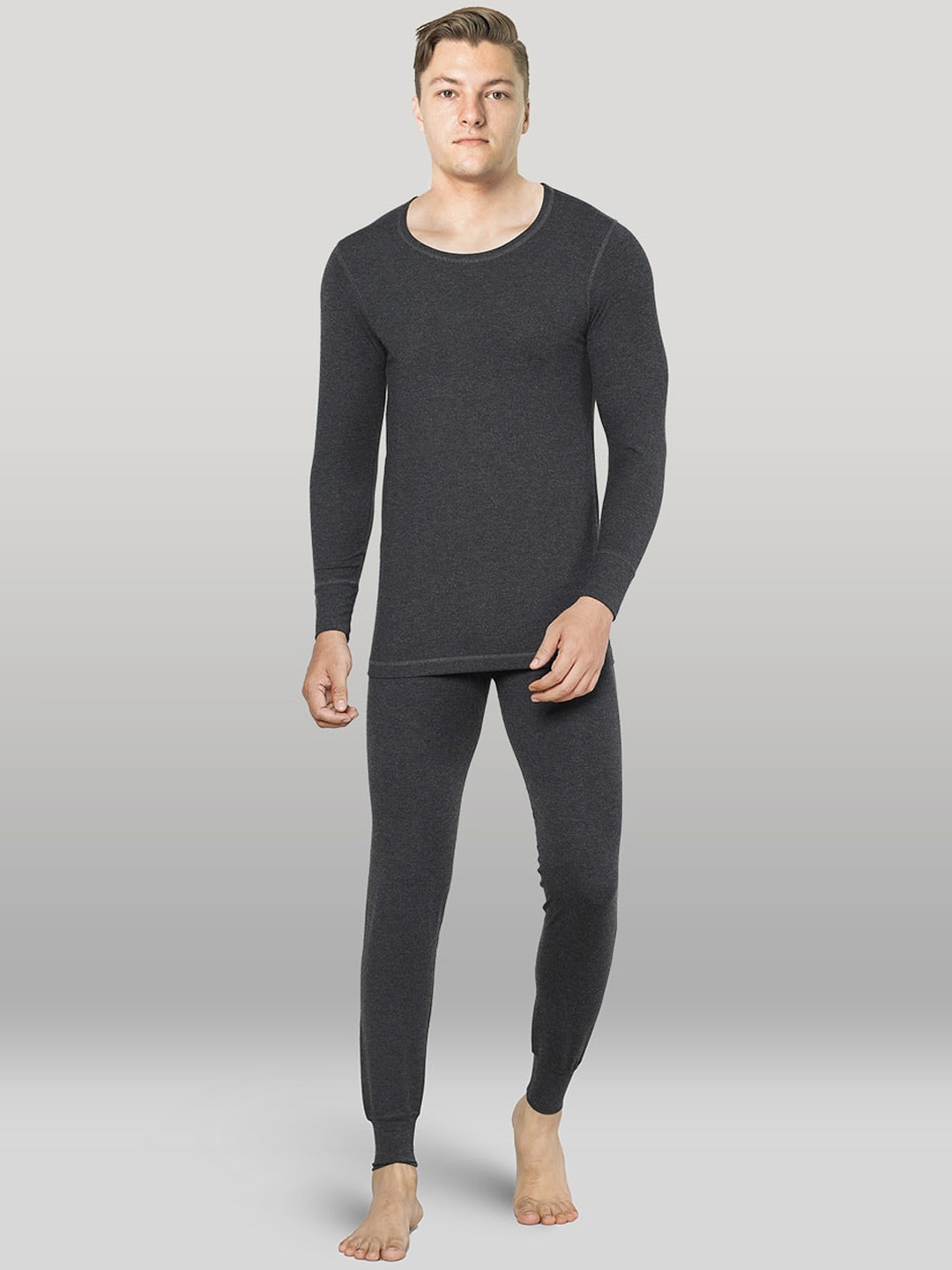 

INFERNO Round Neck Cotton Thermal Set, Charcoal