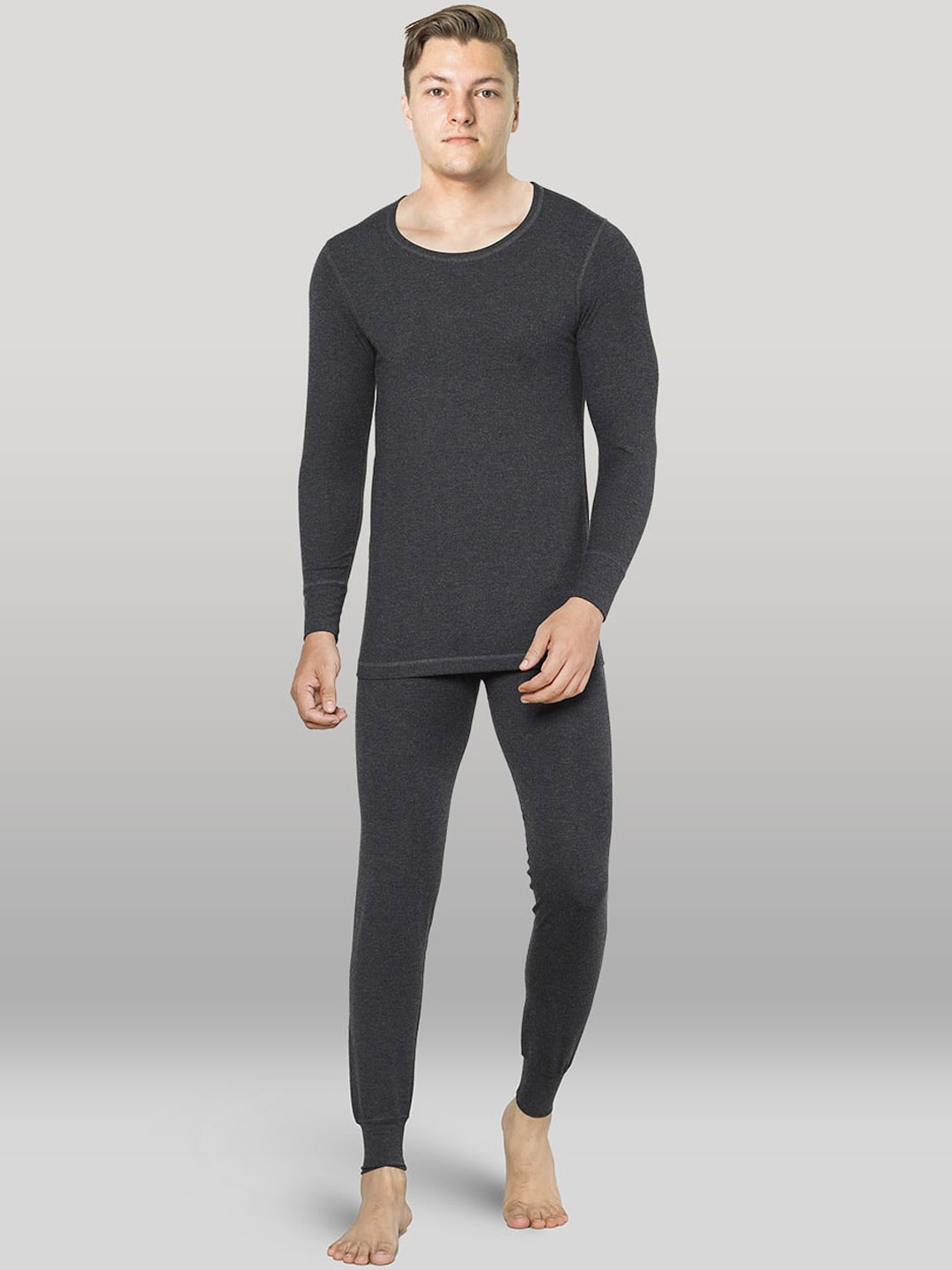 

INFERNO Round Neck Cotton Thermal Set, Charcoal