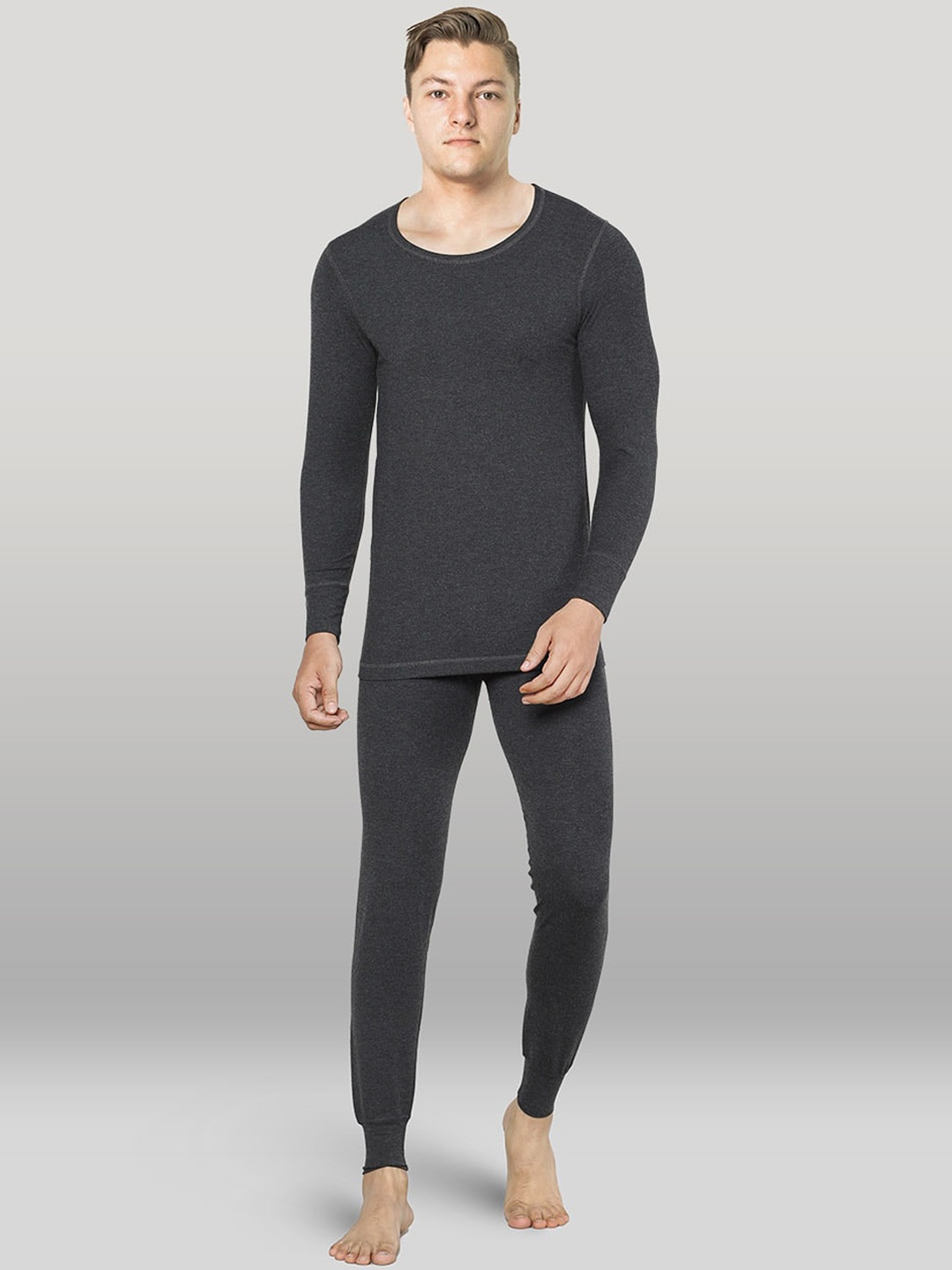 

INFERNO Round Neck Cotton Thermal Set, Charcoal