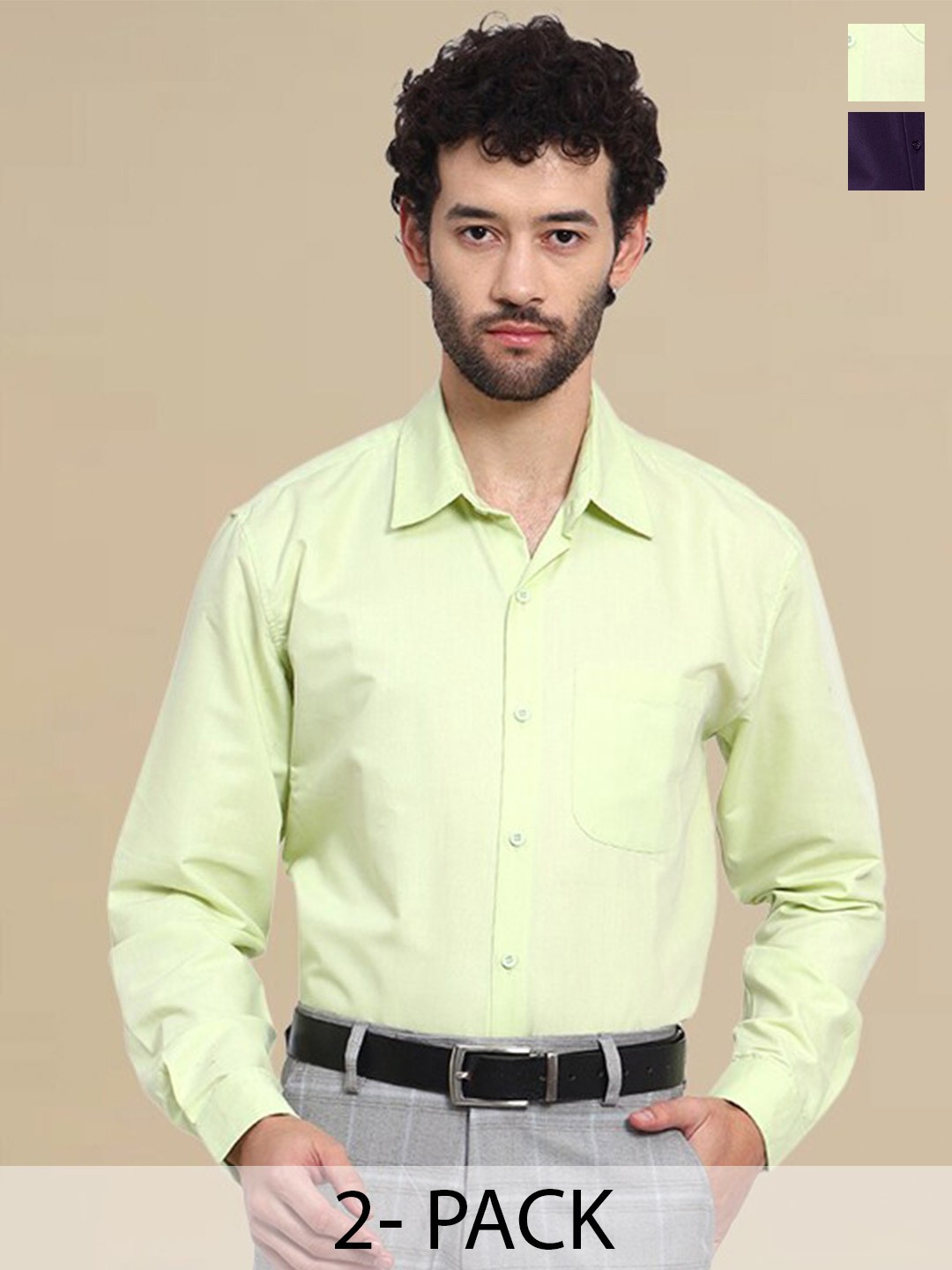 

Tee Projekt Pack Of 2 Standard Spread Collar Formal Shirts, Lime green
