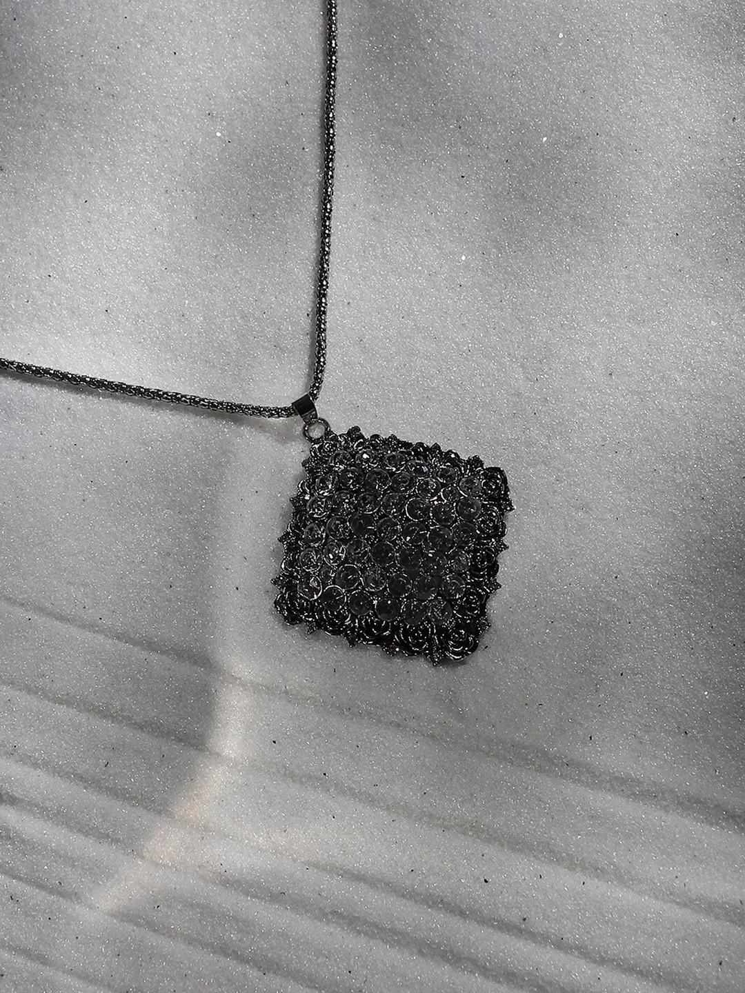 

SOHI Silver Plated Crystal Studded Pendant & Chain