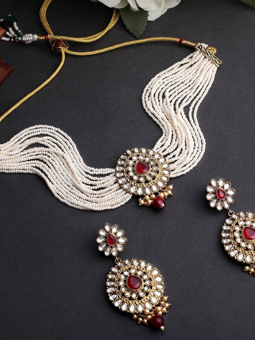 

AccessHer Gold-Plated Pearl-Beaded Jewellery Set