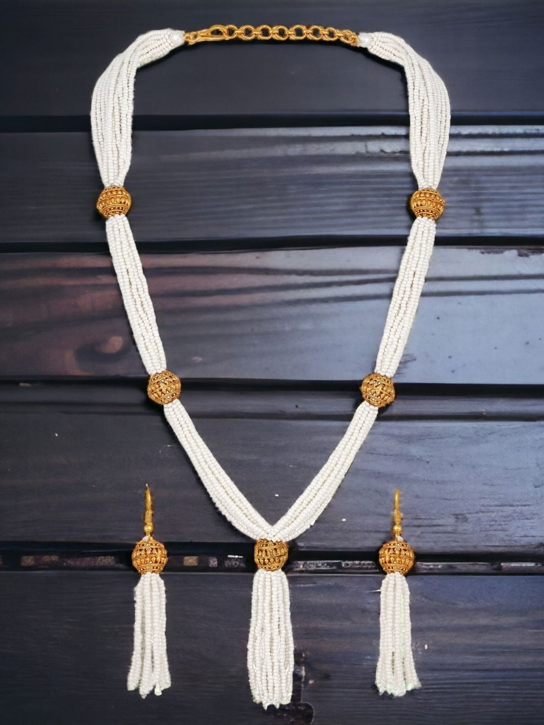 

AccessHer Gold-Plated Pearl-Beaded Jewellery Set