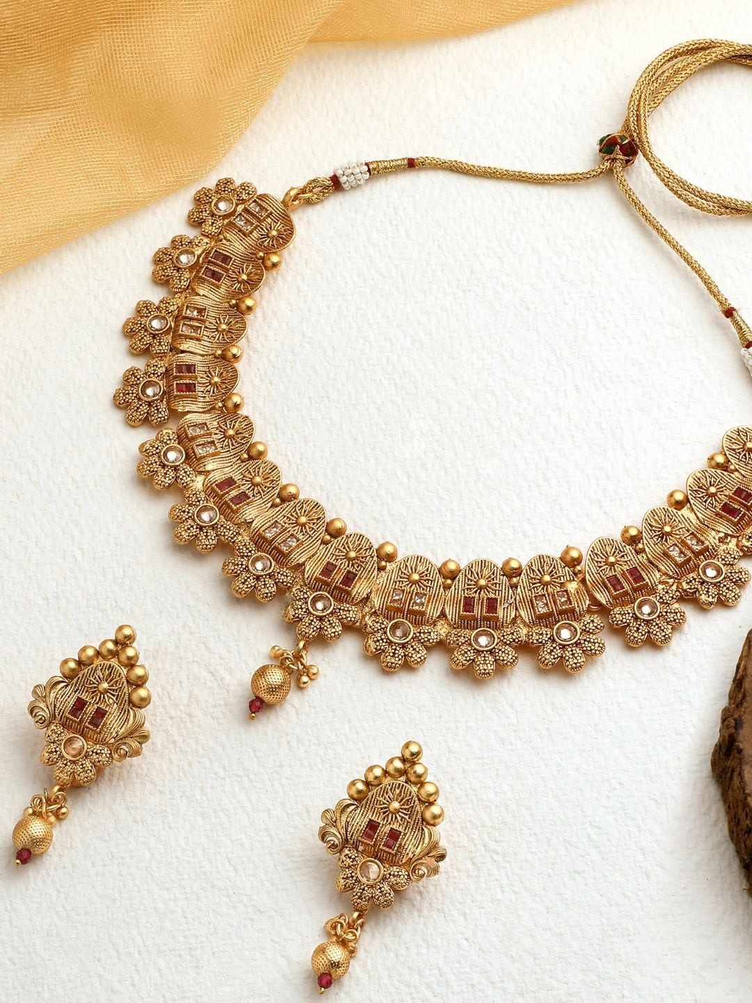 

AccessHer Gold Plated Stone-studded Jewellery Set