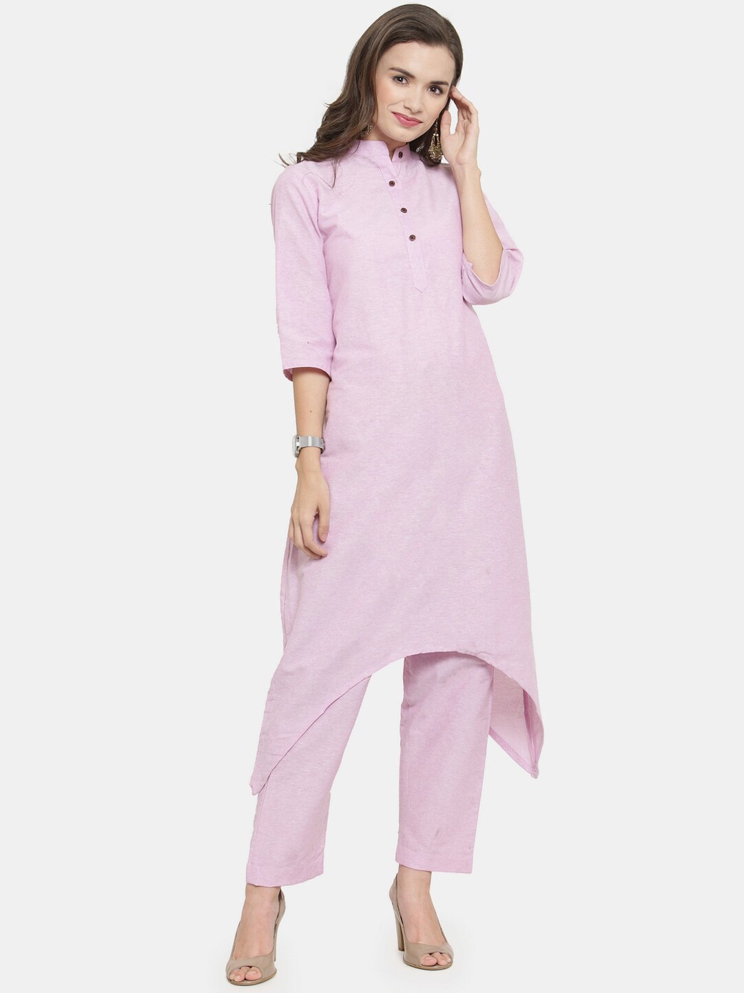 

Enchanted Drapes Pure Cotton Straight Kurta with Trousers, Mauve