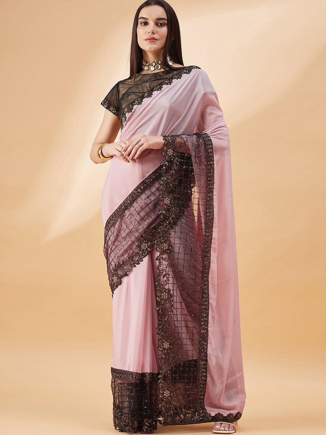 

all about you Embellished Saree, Pink