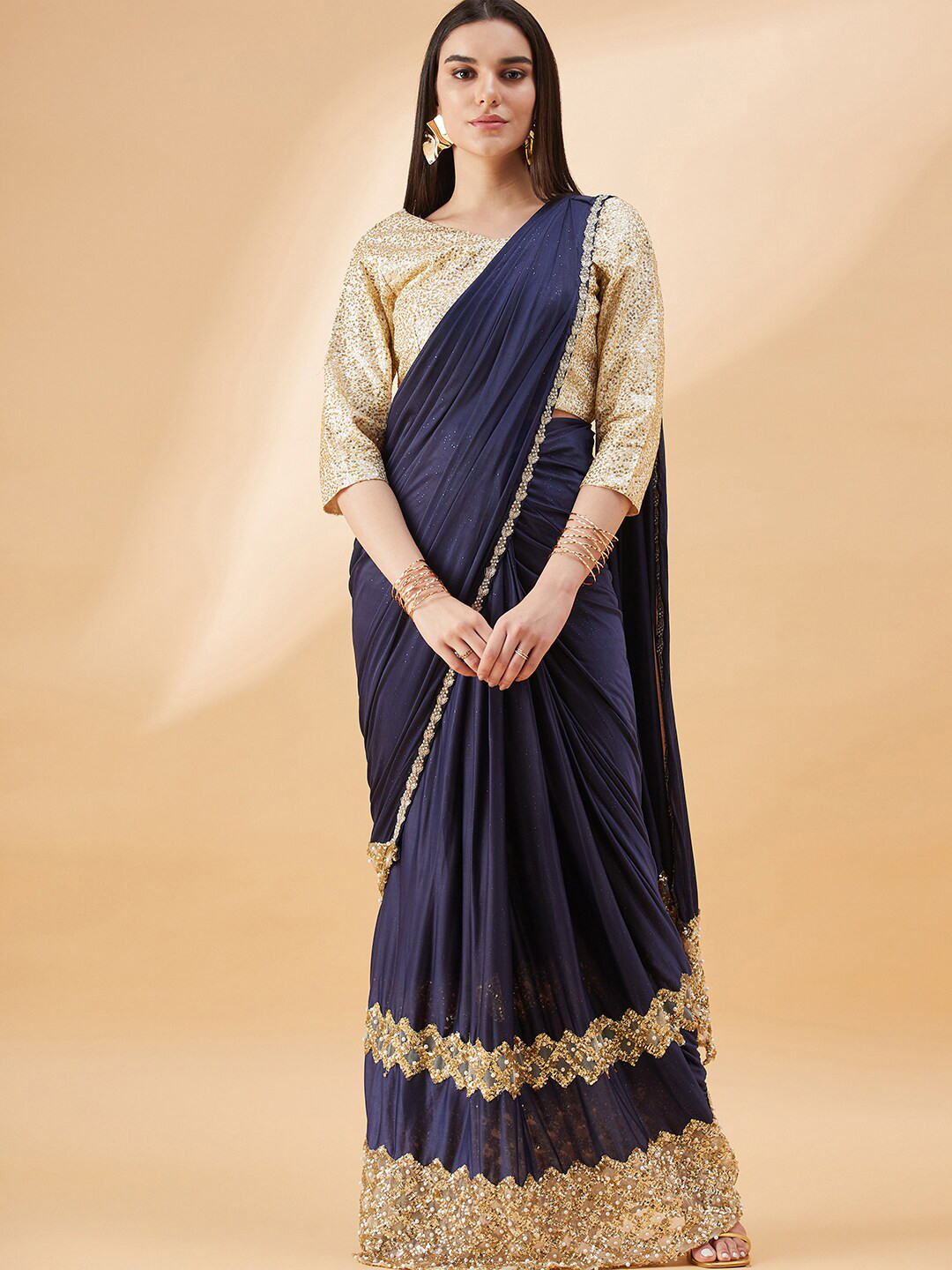 

all about you Embellished Ready to Wear Saree, Blue