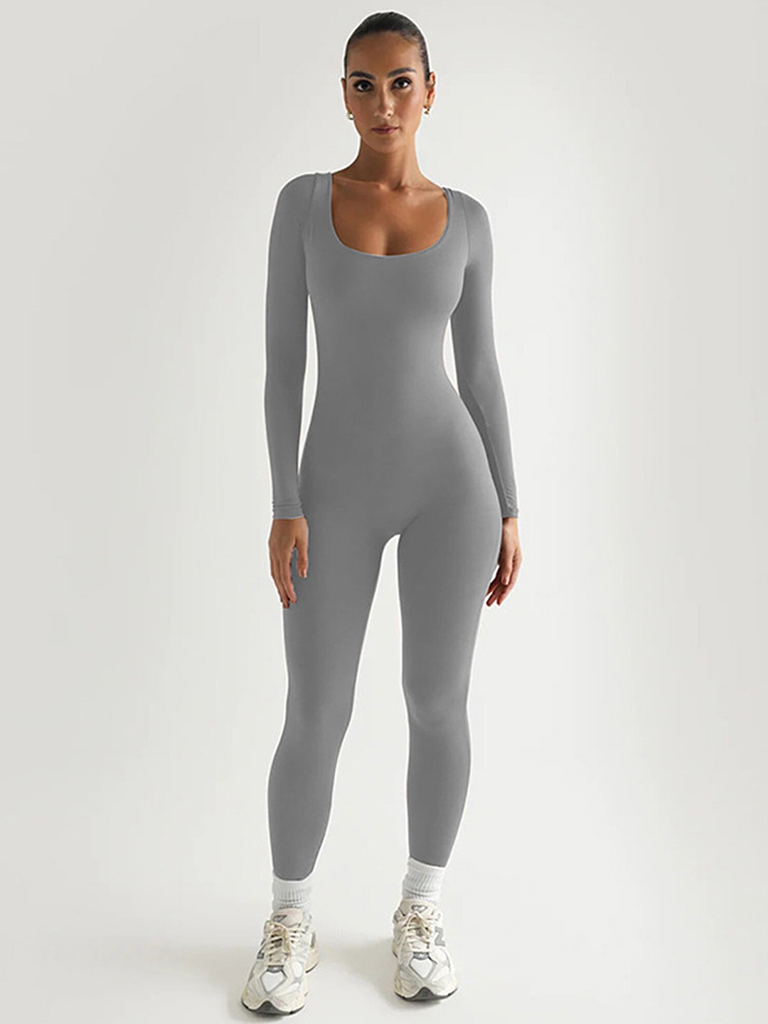

LULU & SKY Scoop Neck Basic Jumpsuit, Grey