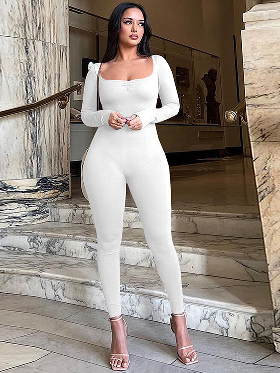 

LULU & SKY Square Neck Jumpsuit, White