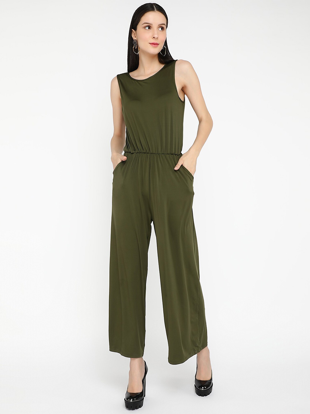 

LULU & SKY Round Neck Jumpsuit, Green