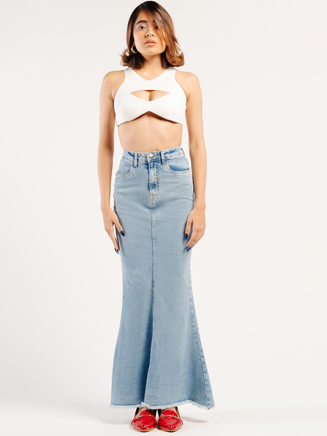 

FREAKINS Pencil Maxi Skirt, Blue