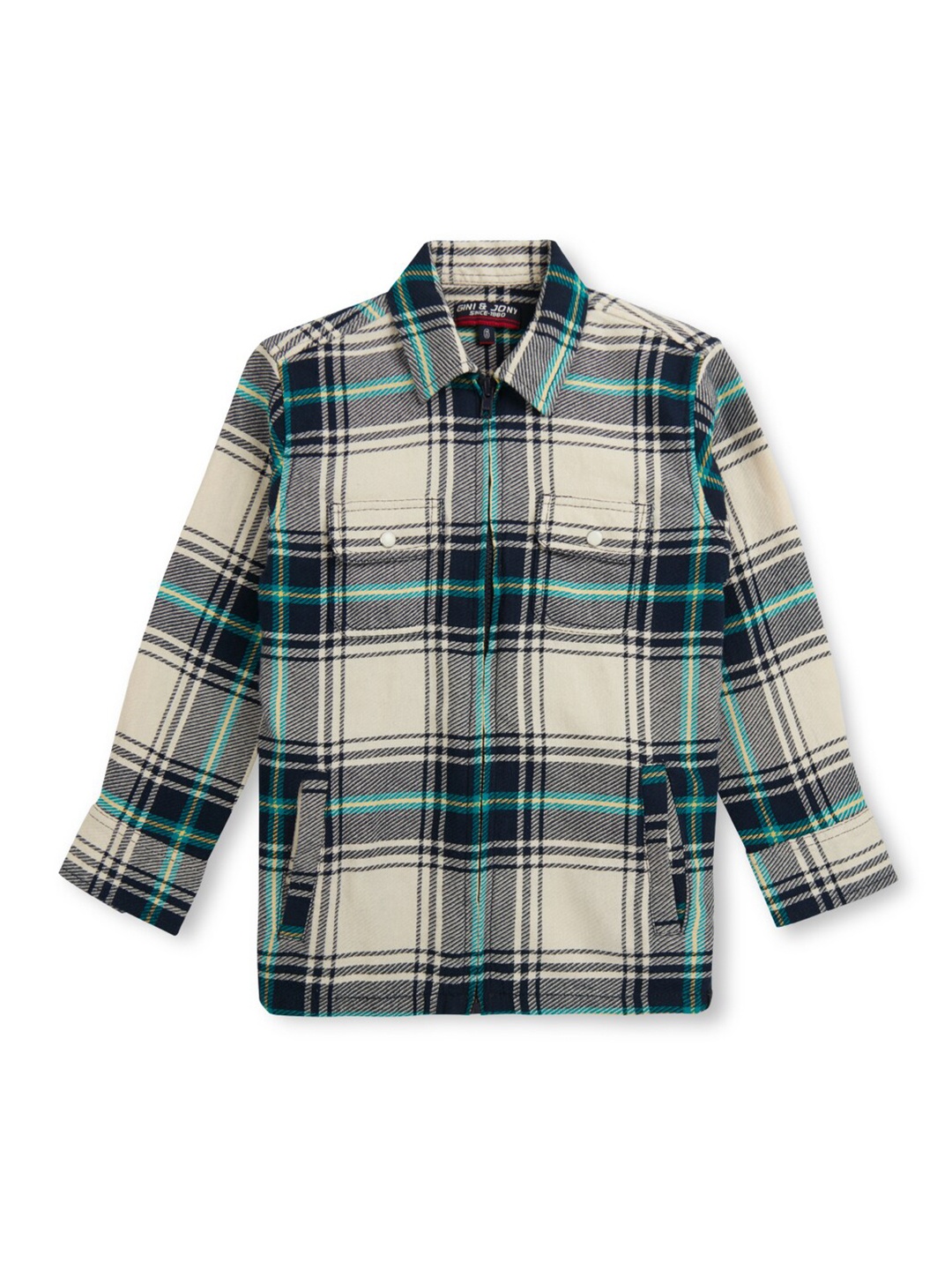 

Gini and Jony Boys Spread Collar Checked Cotton Shirt, Blue