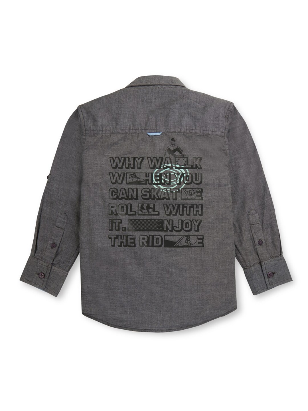

Gini and Jony Boys Typography Printed Cotton Shirt, Grey