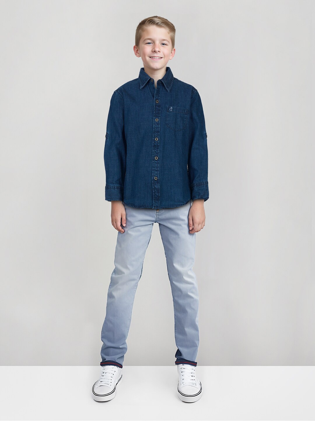 

Gini and Jony Boys Spread Collar Denim Shirt, Navy blue