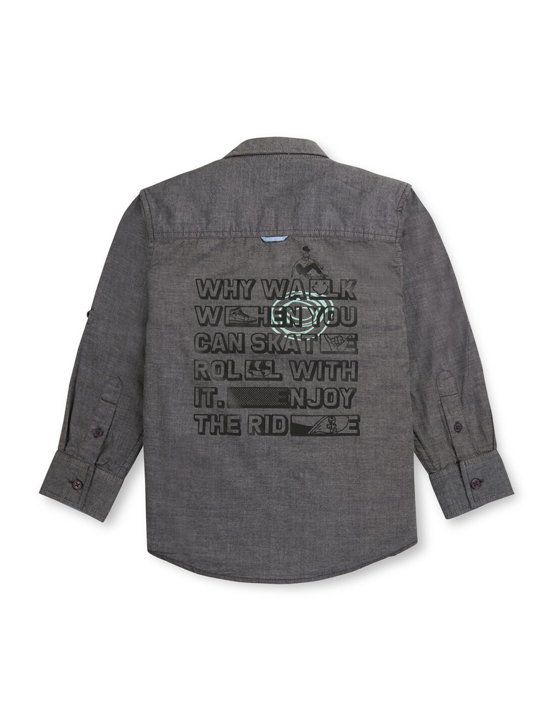 

Gini and Jony Boys Typography Printed Cotton Shirt, Grey