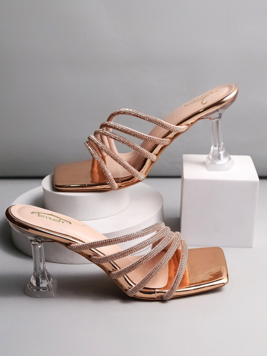 

Brauch Embellished Square Toe Stiletto Heels, Rose gold