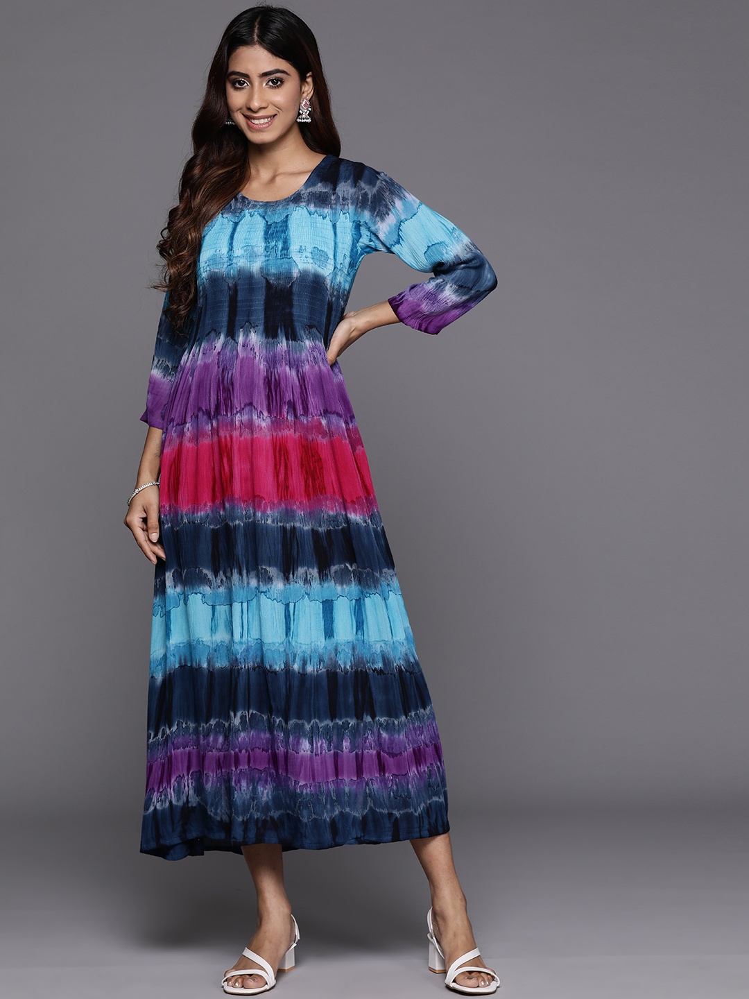 

Indo Era Tie & Dye Fit & Flare Maxi Dress, Multi