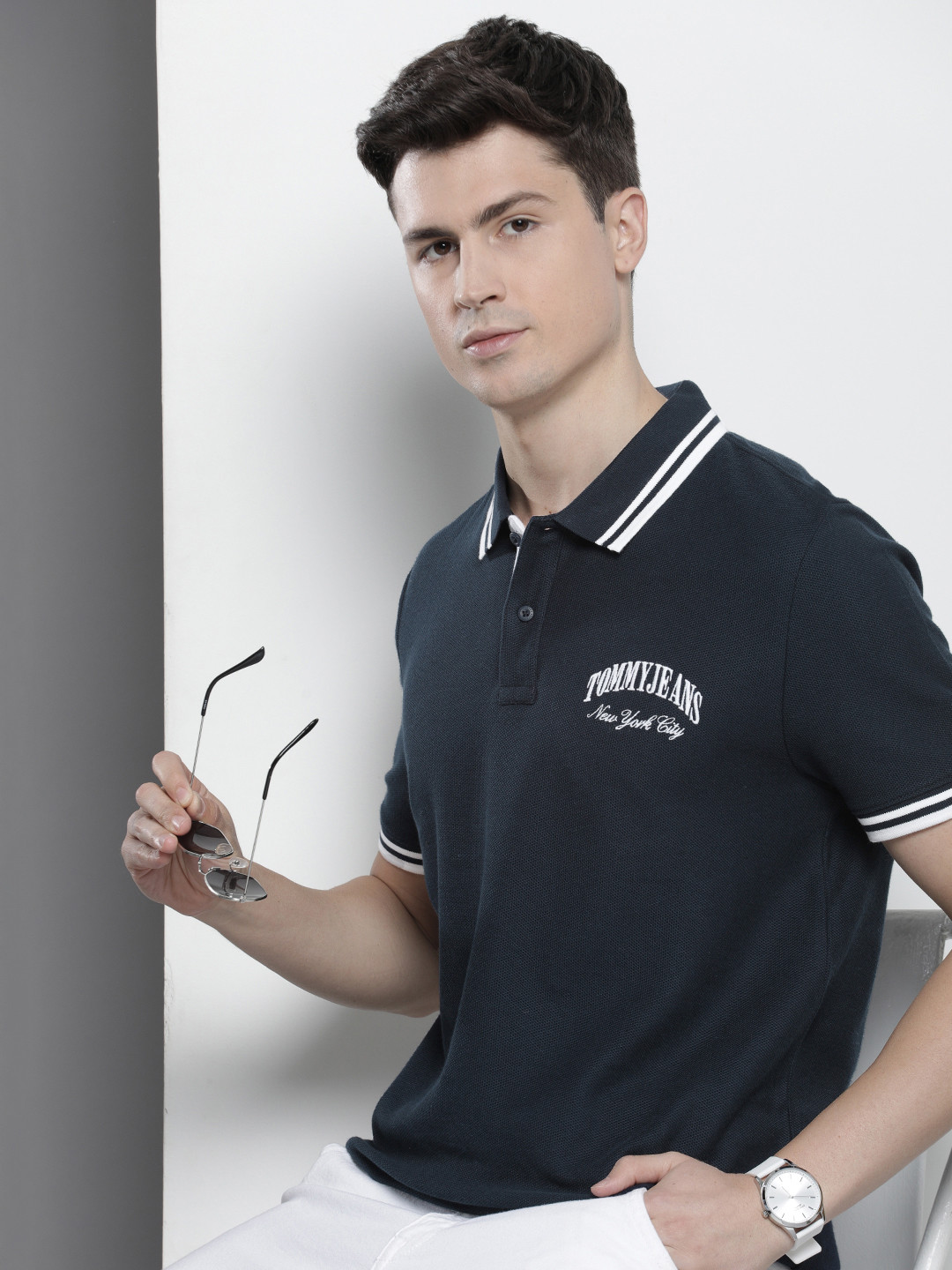 

Tommy Hilfiger Embroidered Pure Cotton Polo T-shirt, Navy blue