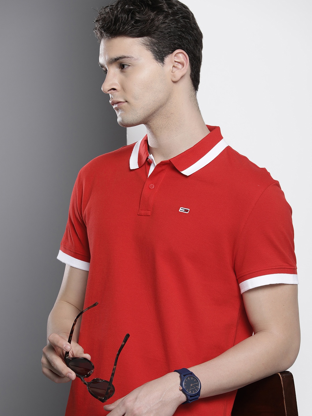 

Tommy Hilfiger Men Polo Collar T-shirt, Red