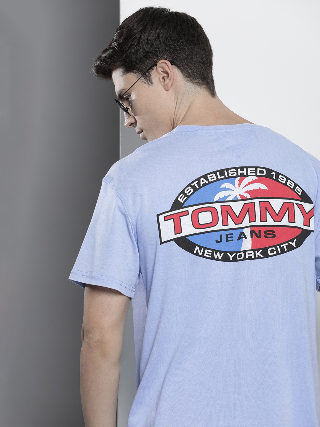 

Tommy Hilfiger Brand Logo Printed Pure Cotton T-shirt, Blue