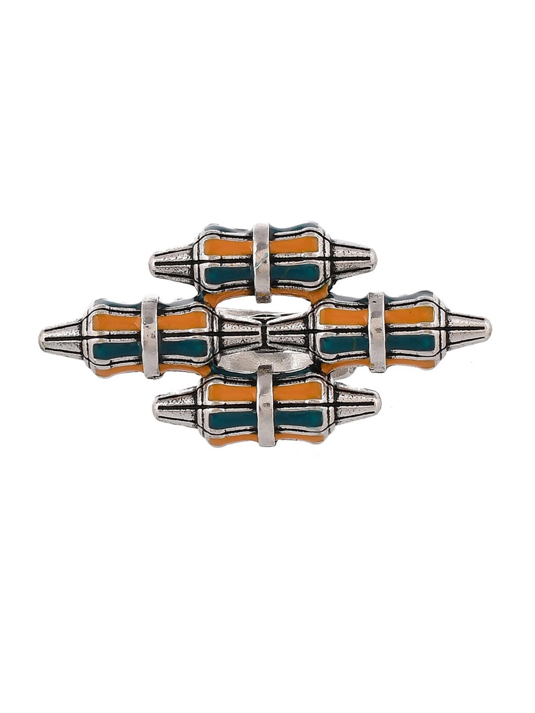 

Voylla Zulu Amahle Silver-Plated Oversized Enameled Ring