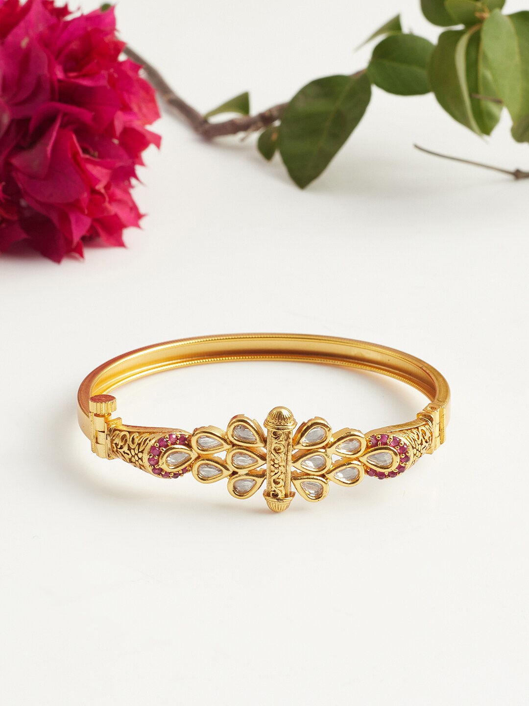 

Voylla Gold-Plated Cubic Zirconia Bangle-Style Bracelet