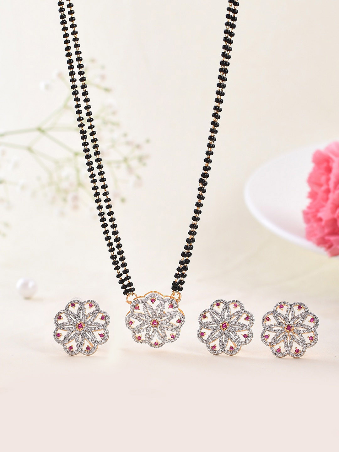 

Voylla Silver-Plated CZ-Studded Mangalsutra