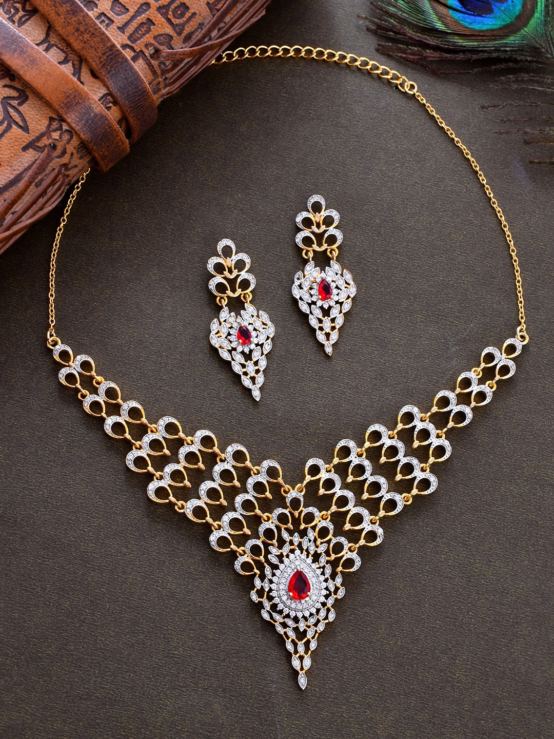 

Voylla Gold-Plated CZ-Studded Jewellery Set