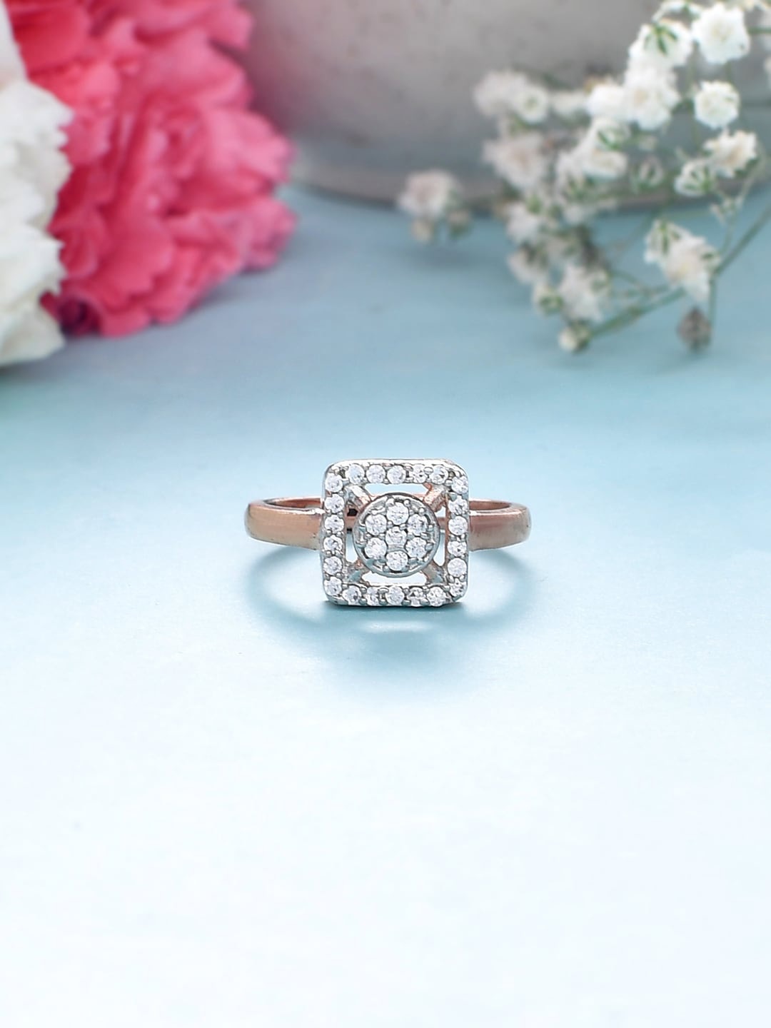 

Voylla Rose Gold-Plated Stone-Studded Finger Ring