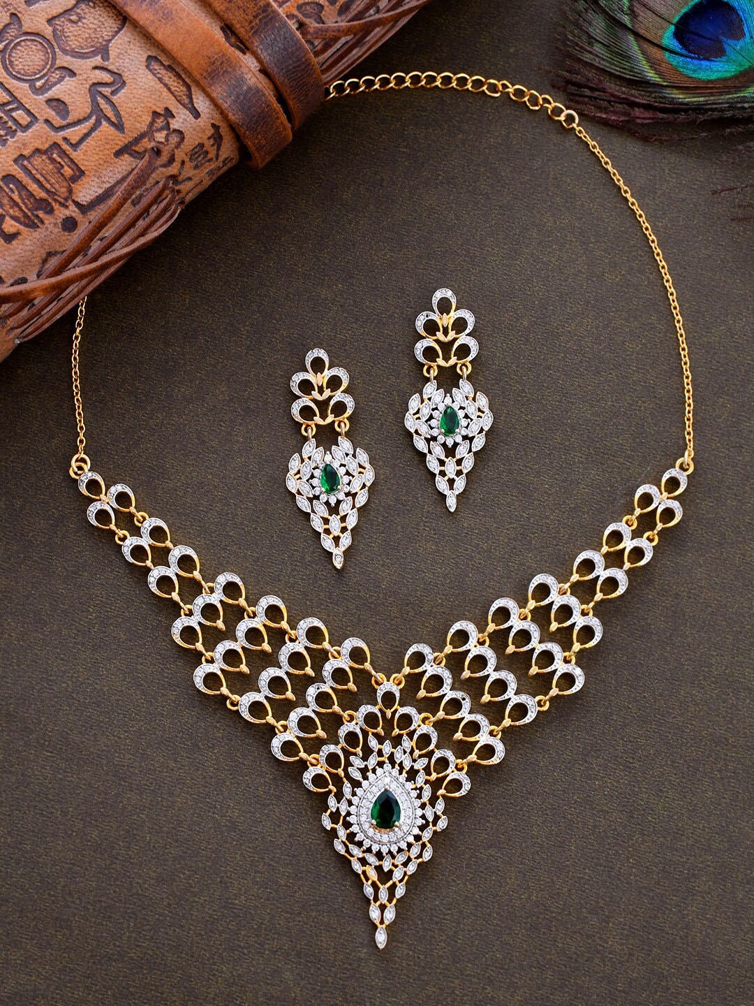 

Voylla Gold-Plated CZ-Studded Jewellery Set