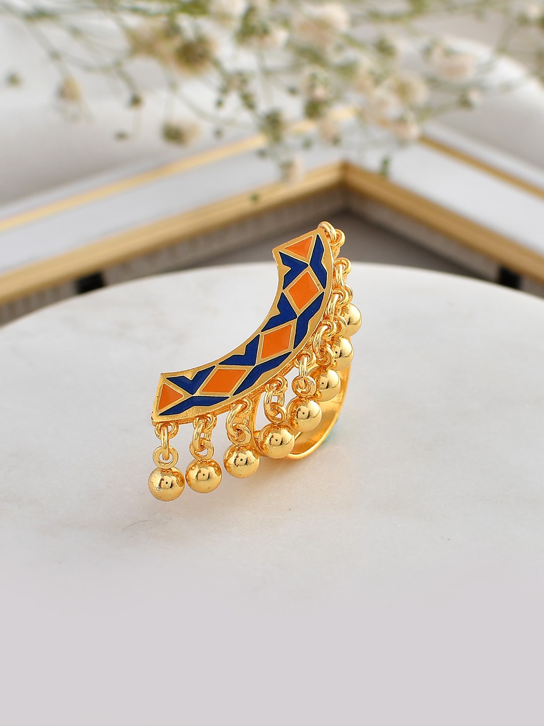 

Voylla Zulu Farai Gold-Plated Enameled Adjustable Ring