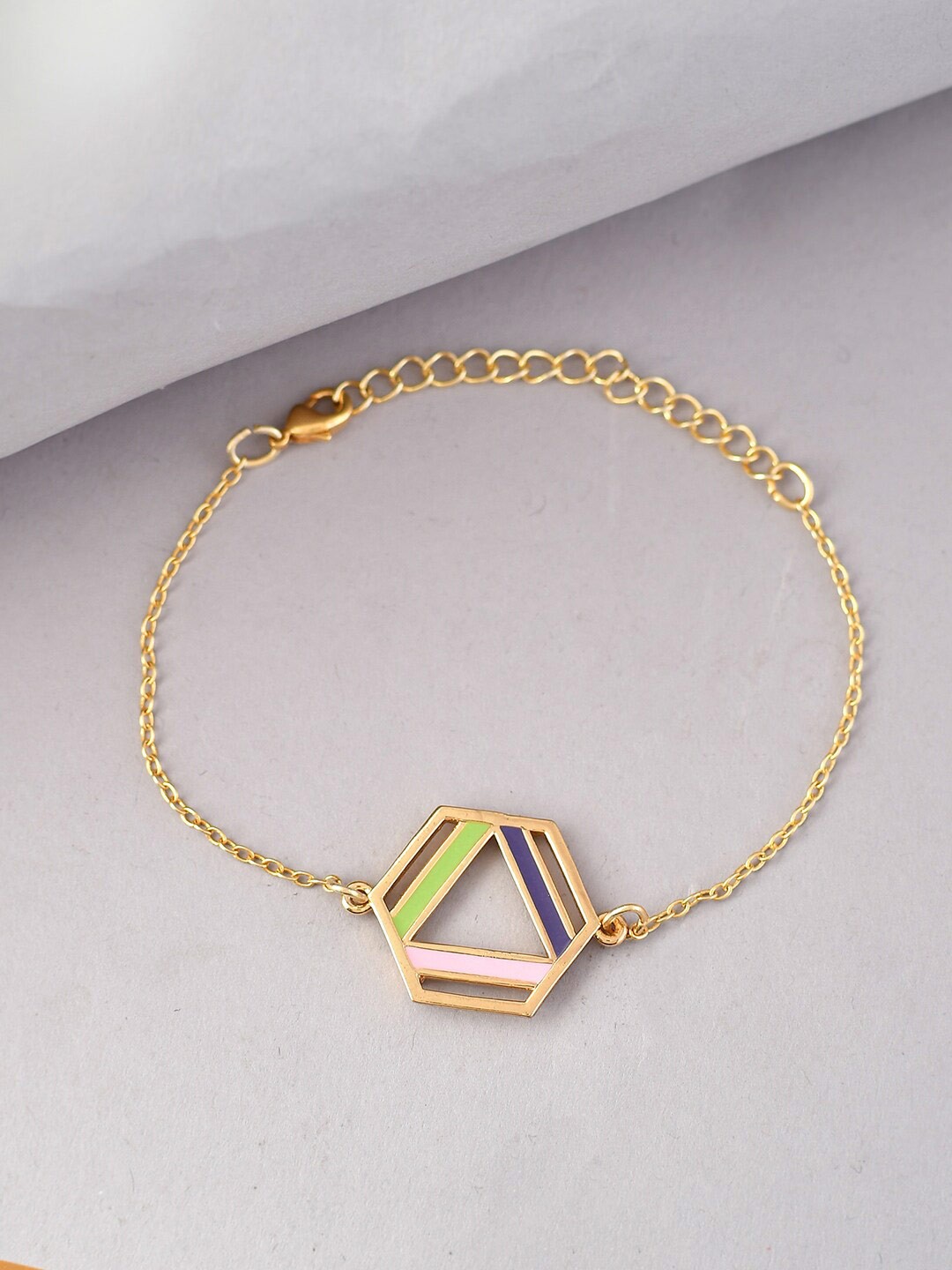 

Voylla Benzene Gold-Plated Link Enamelled Bracelet