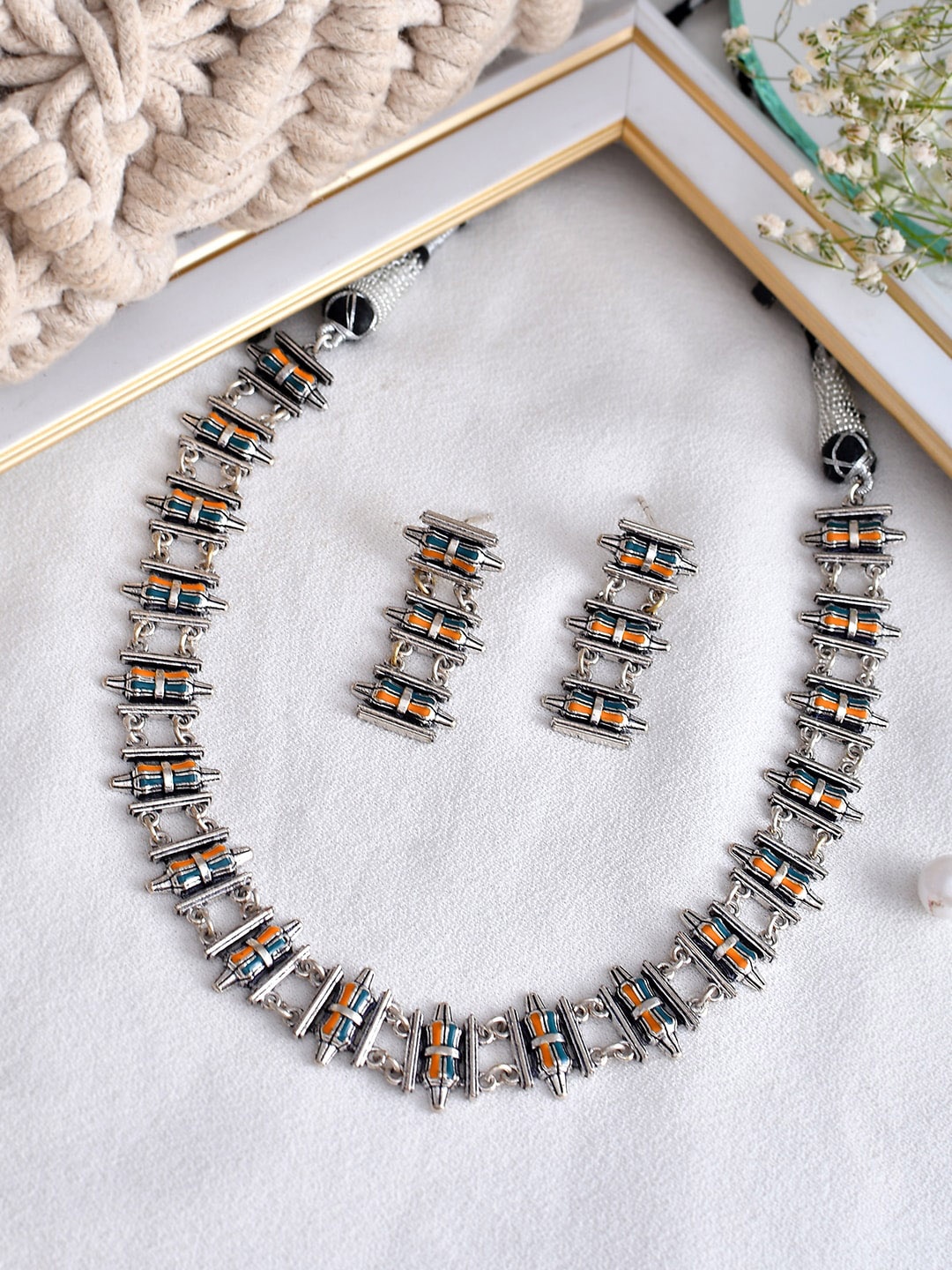 

Voylla Rhodium-Plated CZ-Studded Jewellery Set, Silver