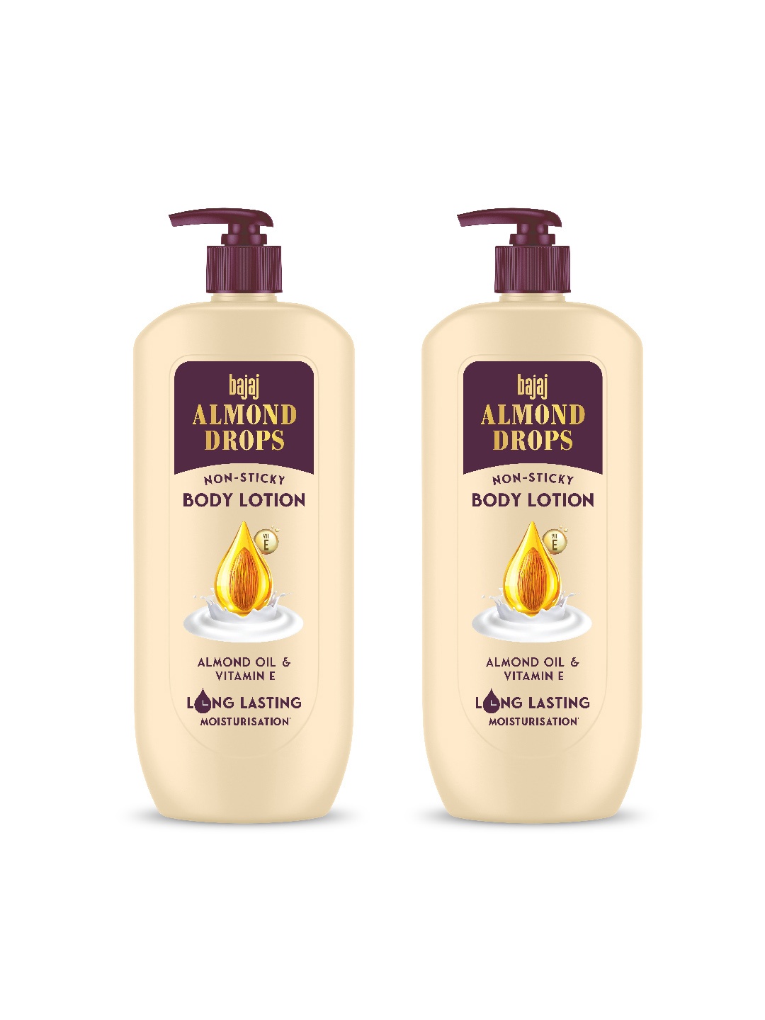 

BAJAJ CONSUMER CARE Set of 2 Almond Drops Nourishing Body Lotion with Vit E - 600ml Each, Gold