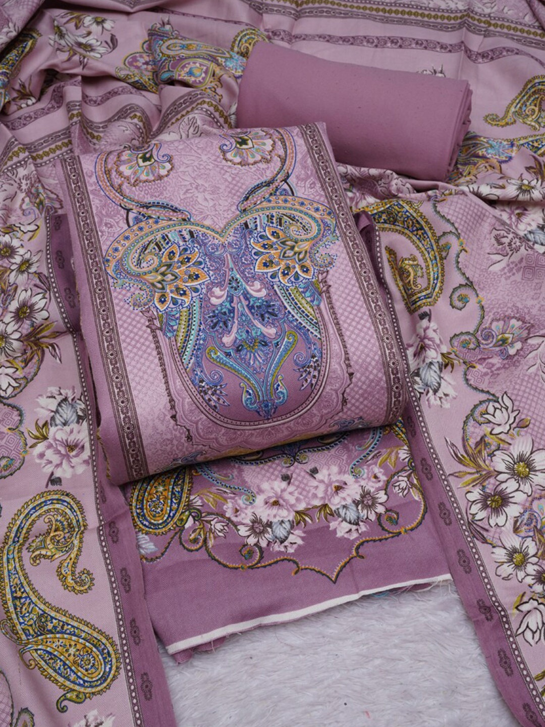 

ASISA Ethnic Motifs Woven Designed Pashmina Unstitched Dress Material, Pink