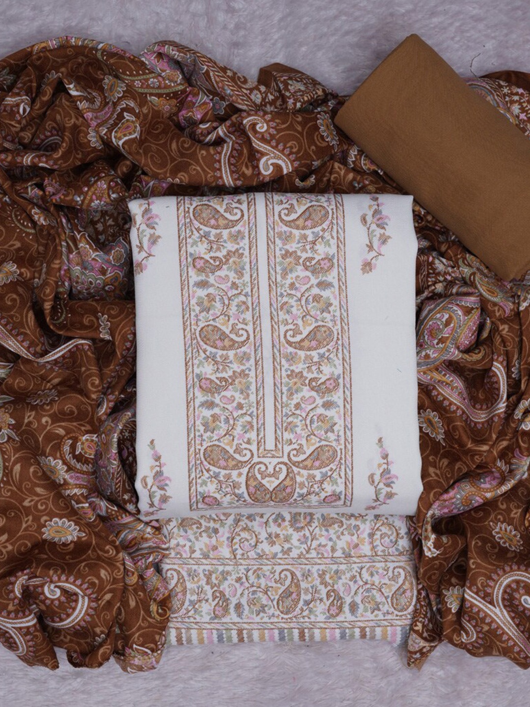 

ASISA Paisley Woven Design Dress Material, Brown