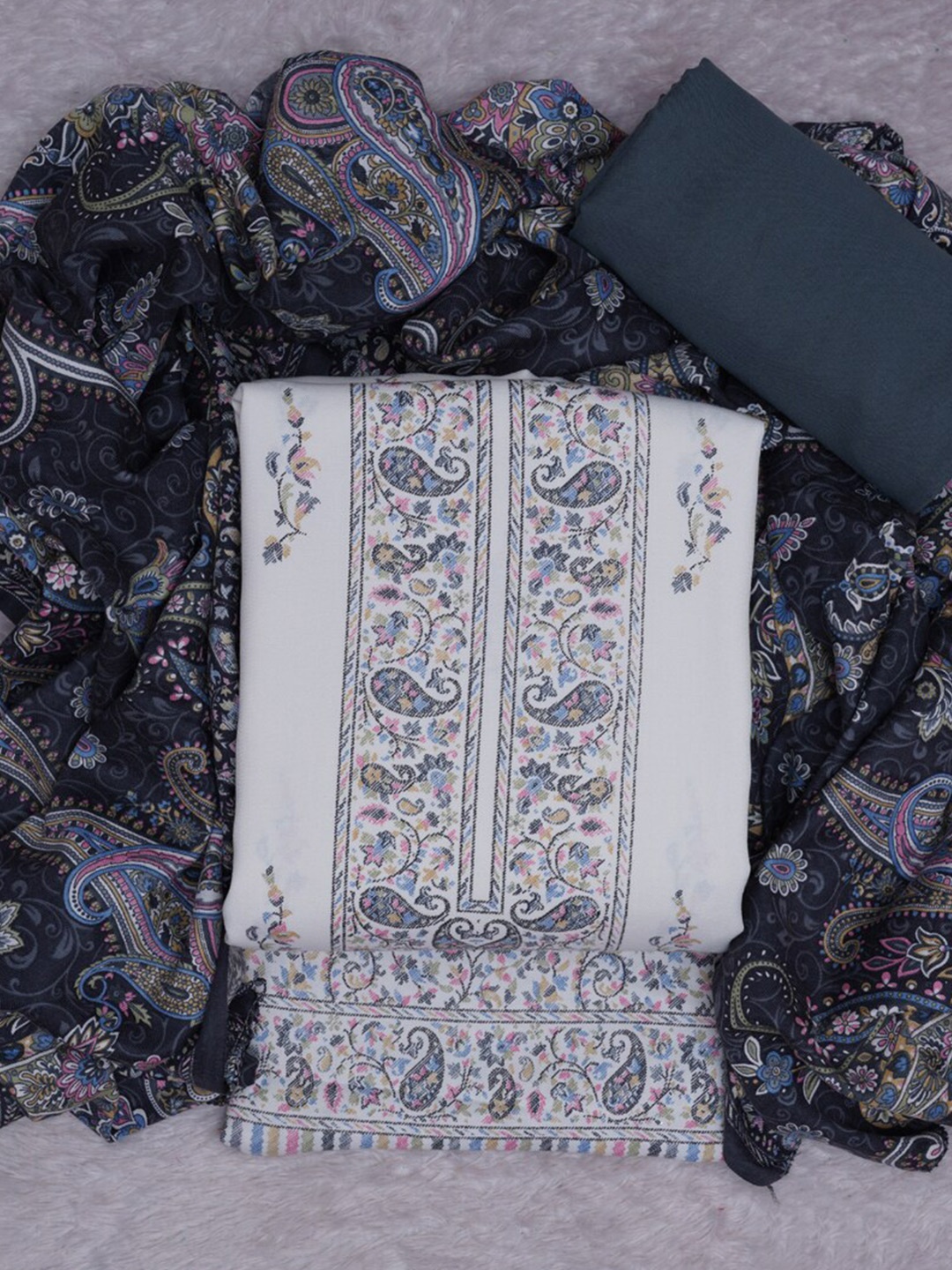 

ASISA Paisley Woven Design Unstitched Dress Material, Grey
