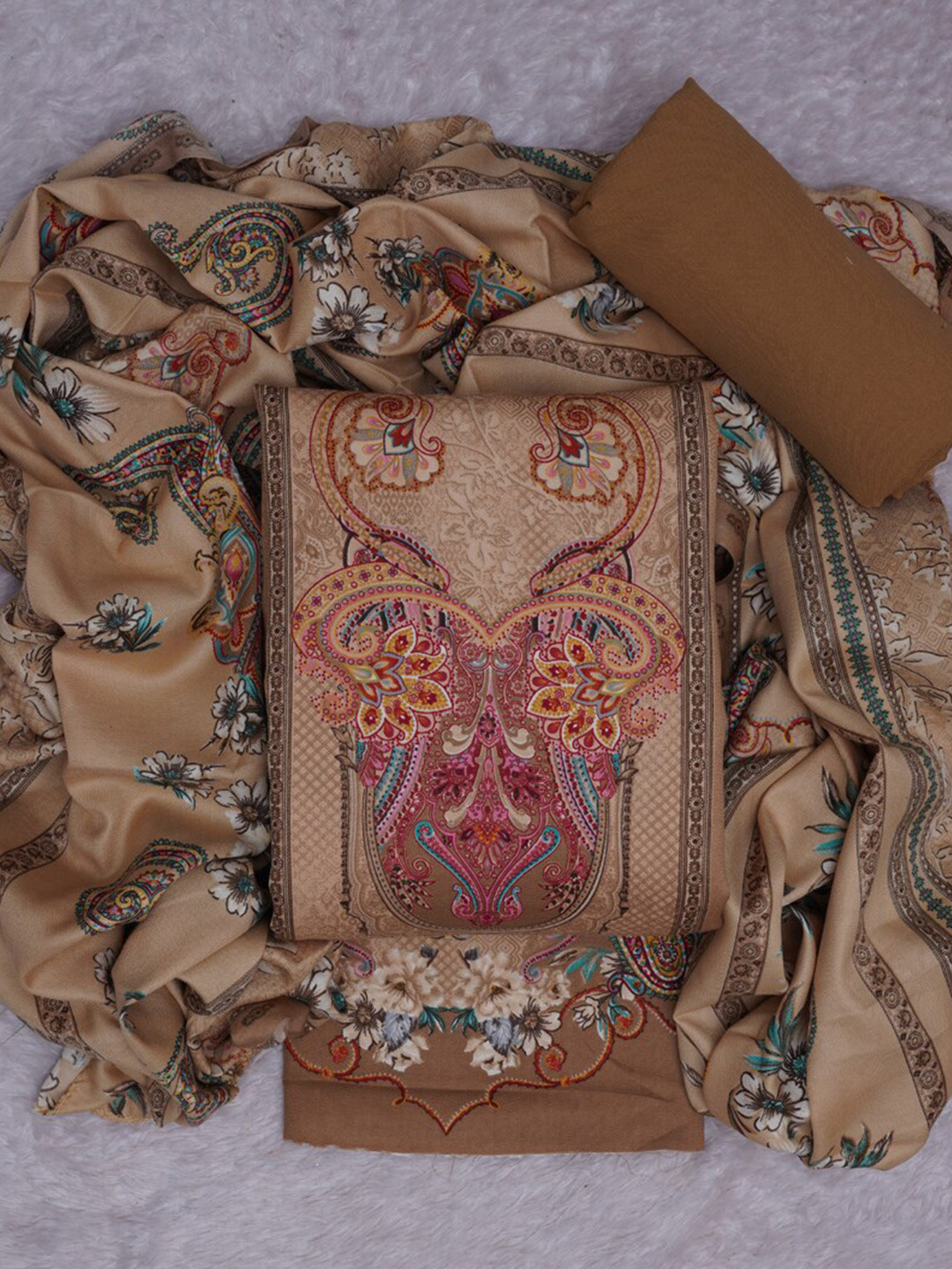 

ASISA Ethnic Motifs Printed Unstitched Dress Material, Beige