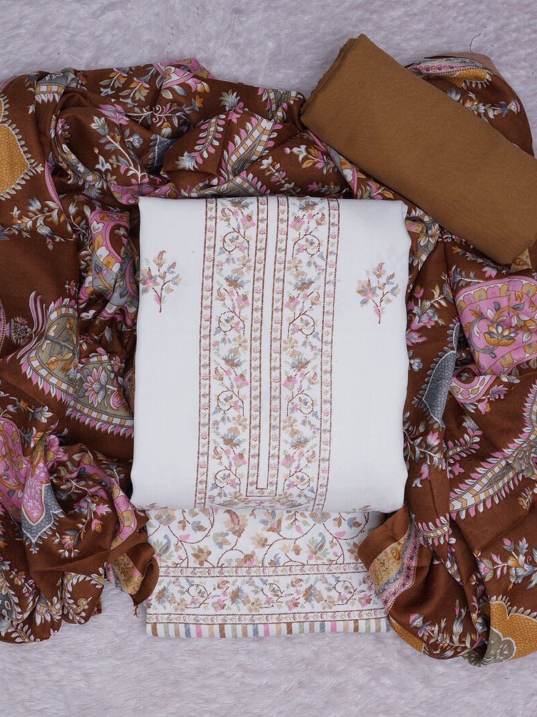 

ASISA Ethnic Motifs Printed Unstitched Dress Material, White