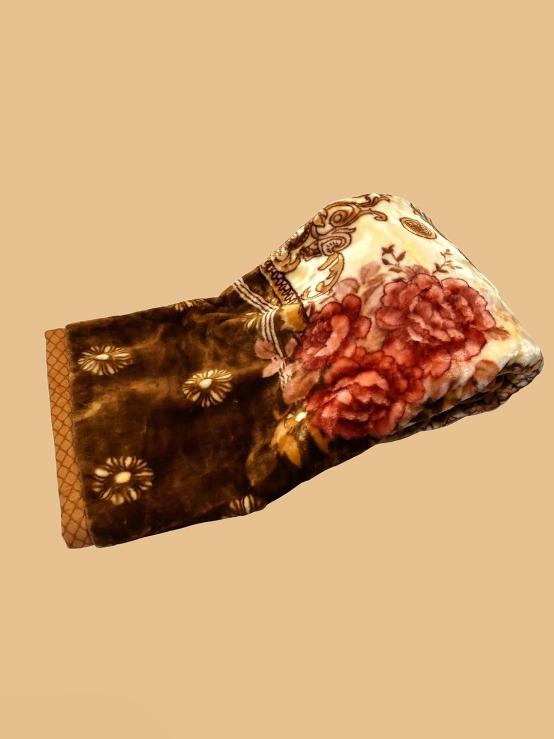 

Signature Brown & White Floral Heavy Winter Single Bed Blanket Quilts & Dohars