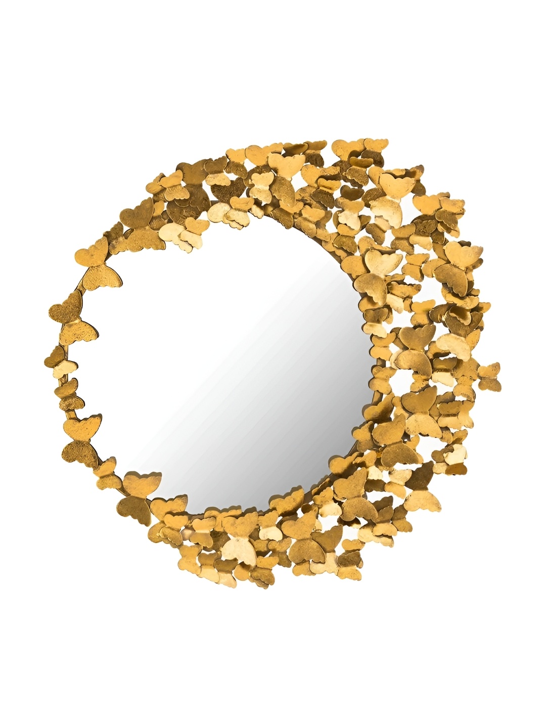 

HANDICRAFTS TOWN Gold Toned Butterfly Textured Metal Wall Mirrors