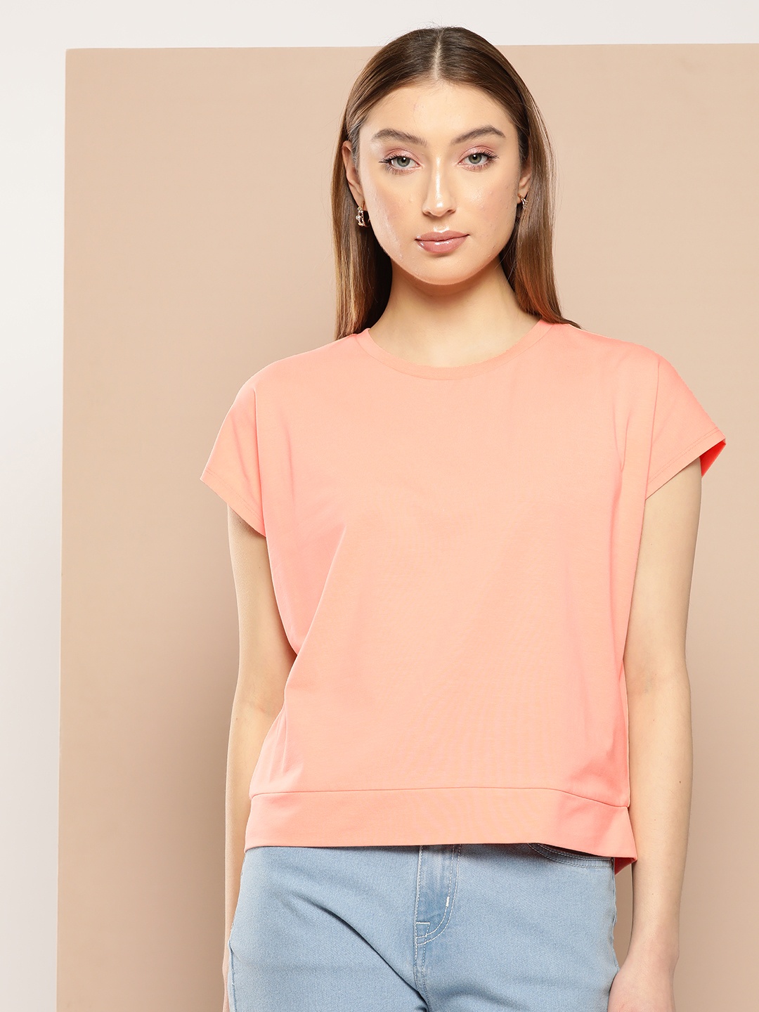 

Chemistry Women Round Neck Solid T-shirt, Orange