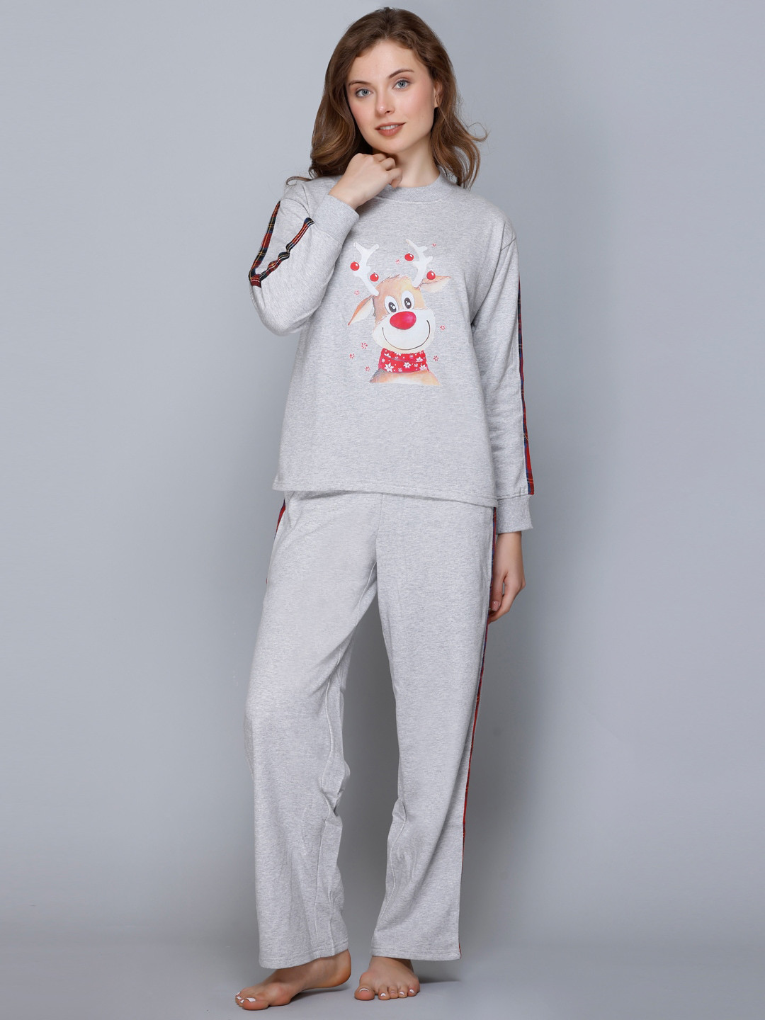 

Kanvin Women Graphic Printed Night Suits, Grey