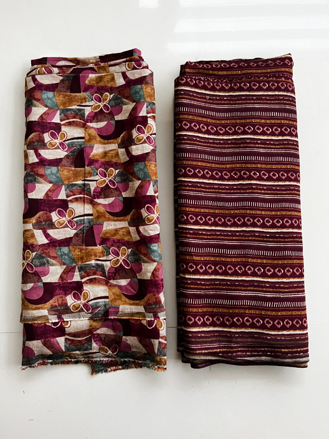

NK Textiles Floral Printed Unstitched Dress Material, Burgundy