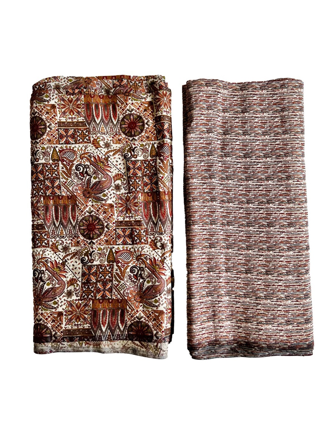 

NK Textiles Ethnic Motifs Printed Unstitched Dress Material, Beige