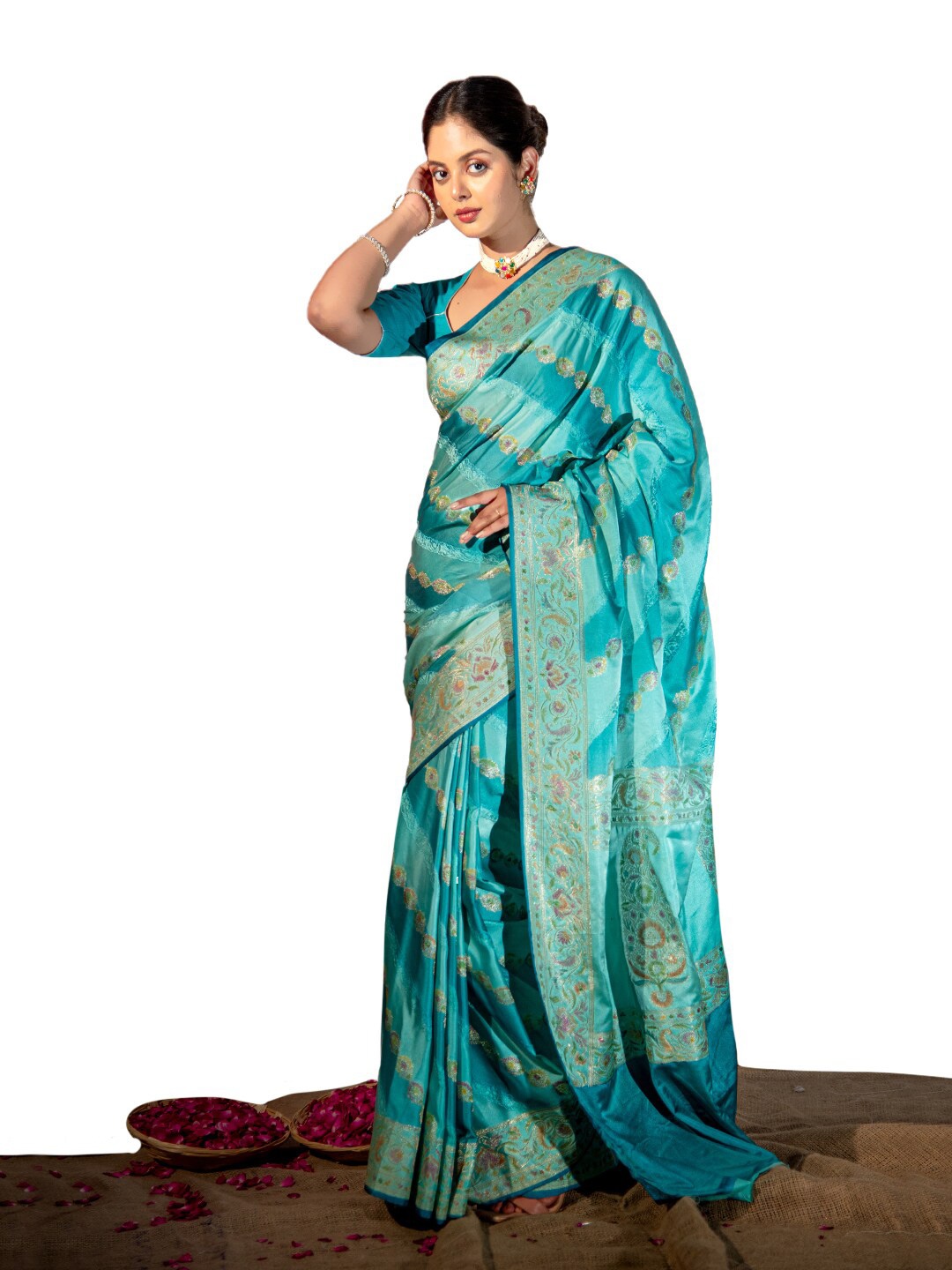 

Rasm by Muskaan Paisley Woven Design Zari Banarasi Saree, Blue