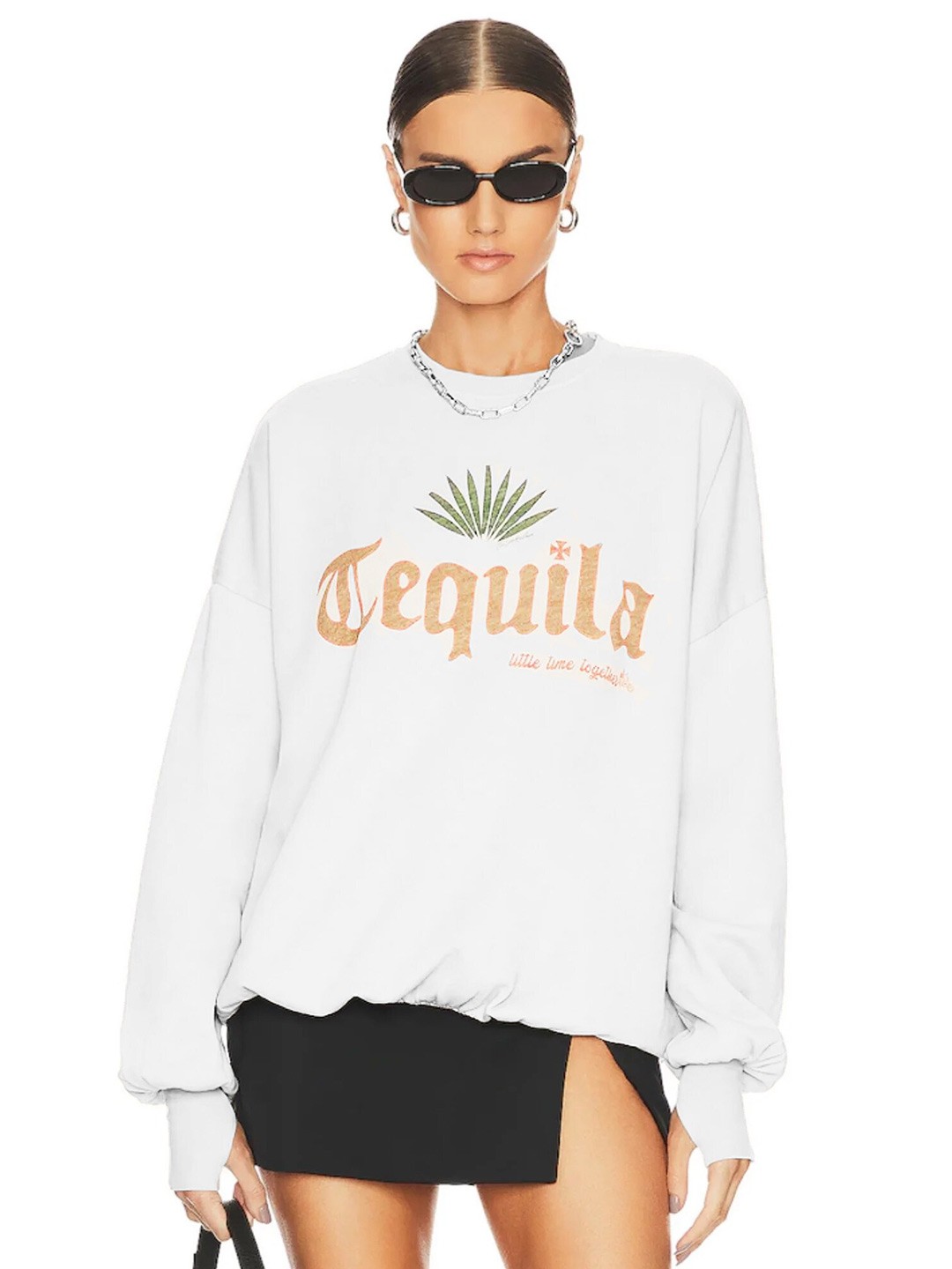 

KALINI Typography Printed Hooded Sweatshirt, White