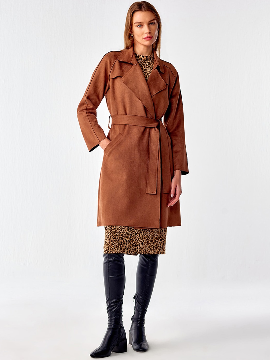 

COVER STORY Single Breasted Long Trench Coat, Brown