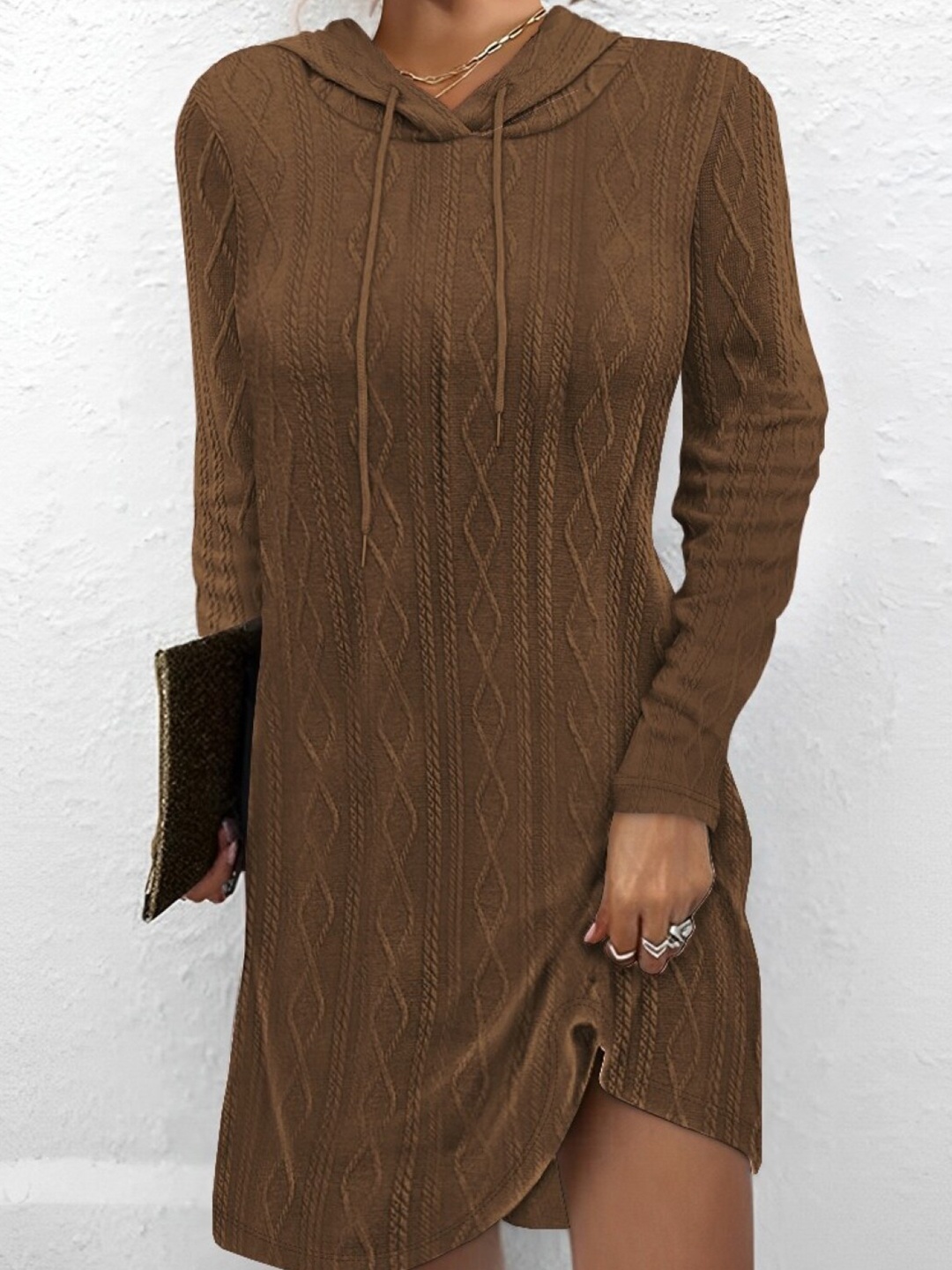

Stylecast X KPOP Self Design Hooded Jumper Dress, Brown